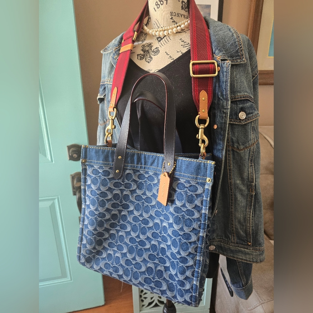 Coach Monogram Denim Tote